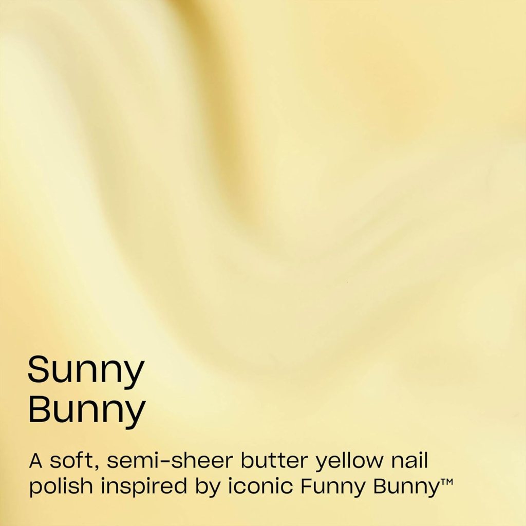 Image of a soft, semi-sheer butter yellow nail polish called 'Sunny Bunny,' inspired by the iconic Funny Bunny.